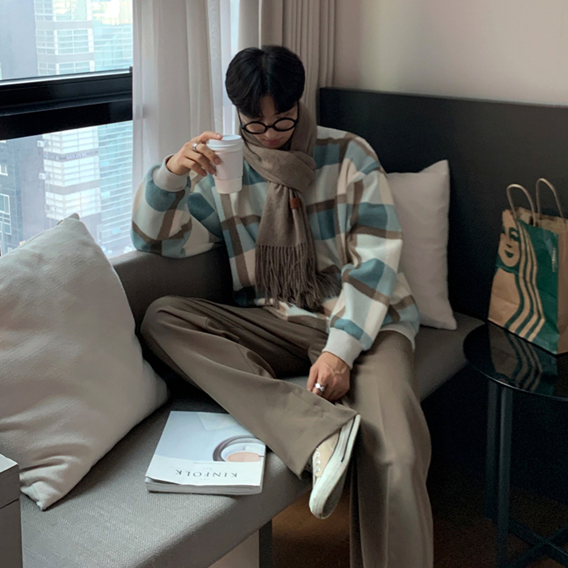 Plush Plaid Sweater Men's - enhanced image 4
