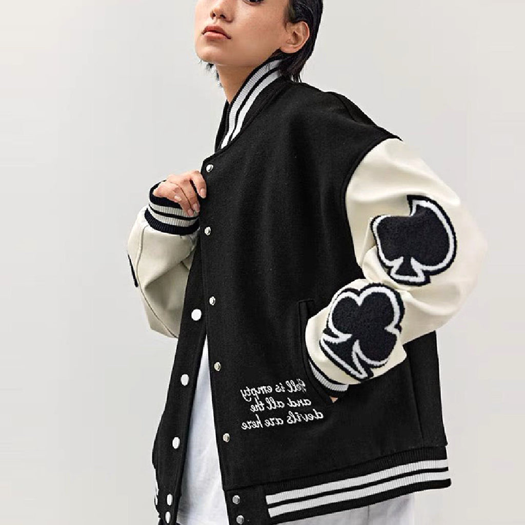 Poker Embroidered Baseball Jacket Men - enhanced image 4