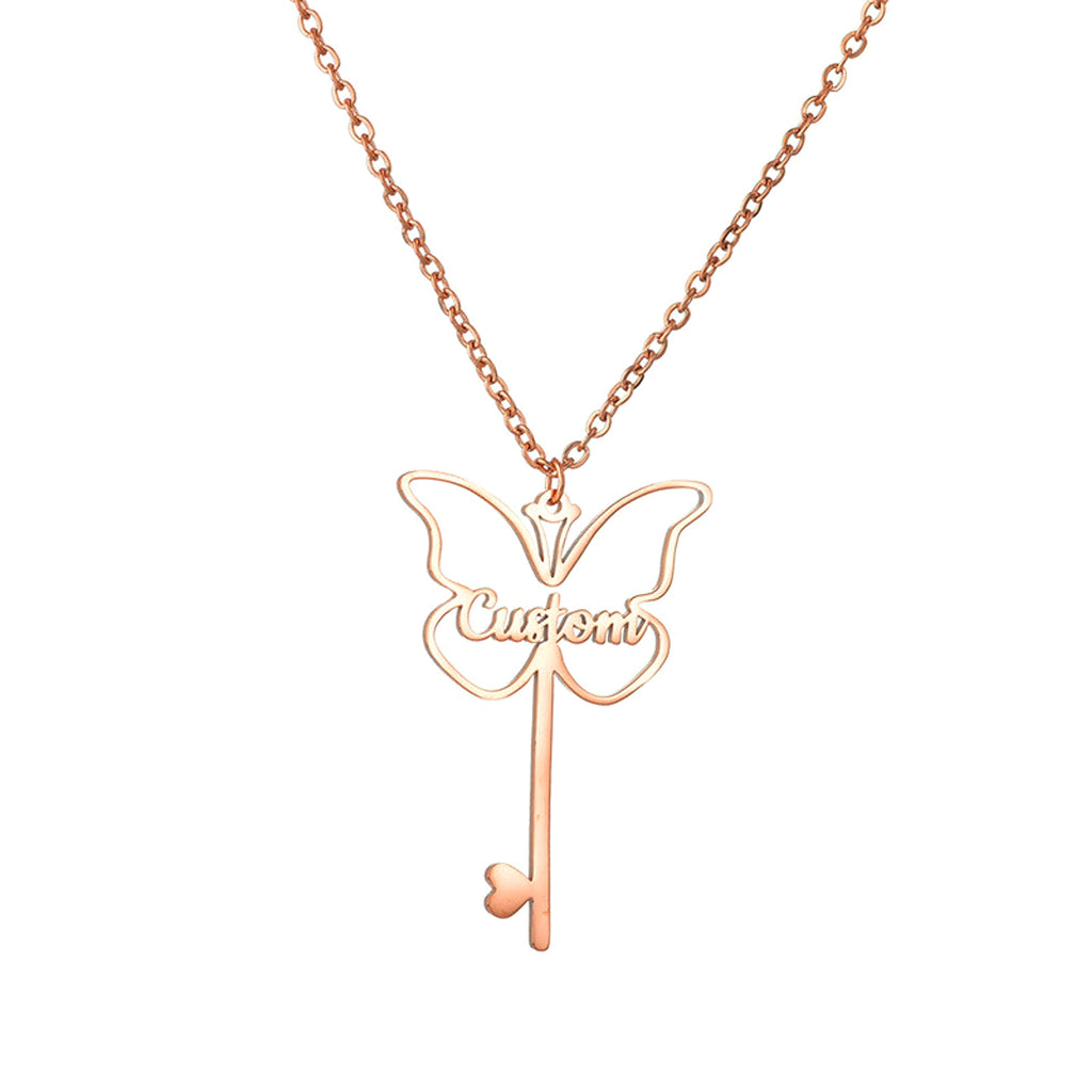 Popular Name Necklace Small Design Sense Love Butterfly Shape Key Pendant Necklace Gift - enhanced image 4