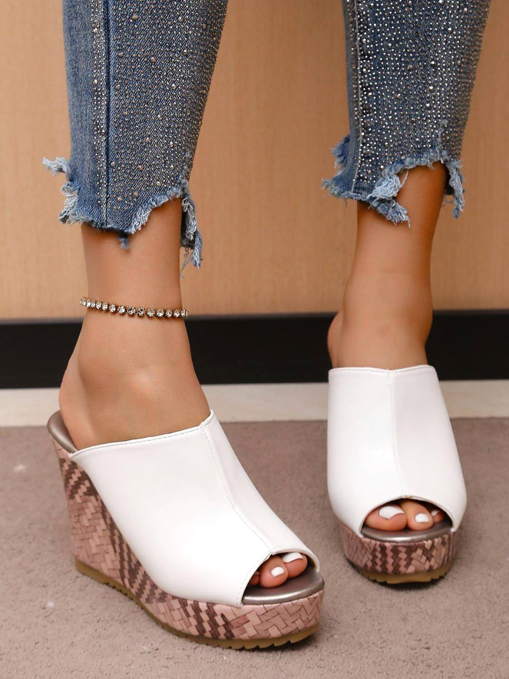 PU Leather High Heel Sandals - enhanced image 4