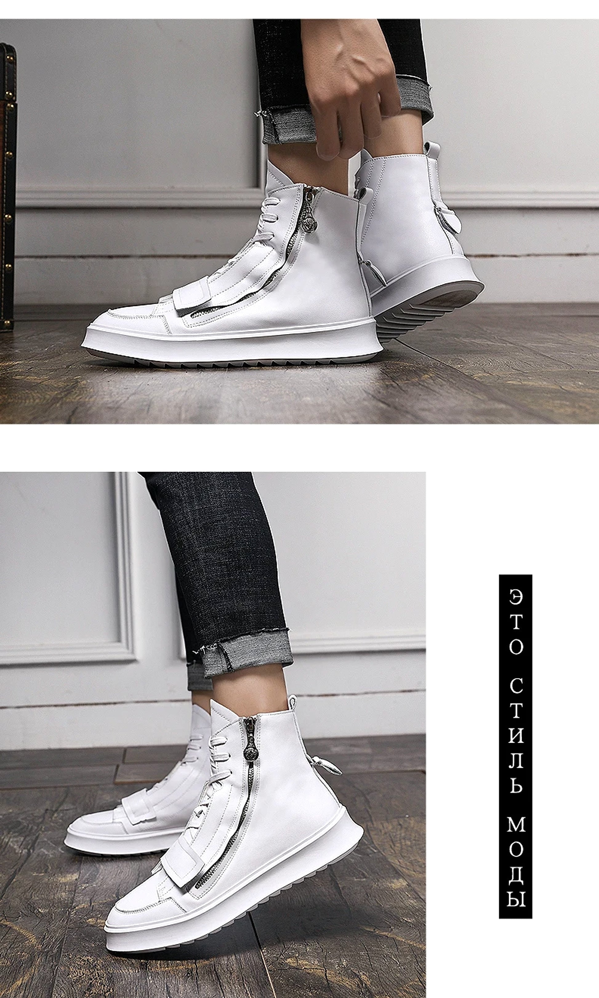 PU leather Men Boots Winter Ankle Boots - enhanced image 4