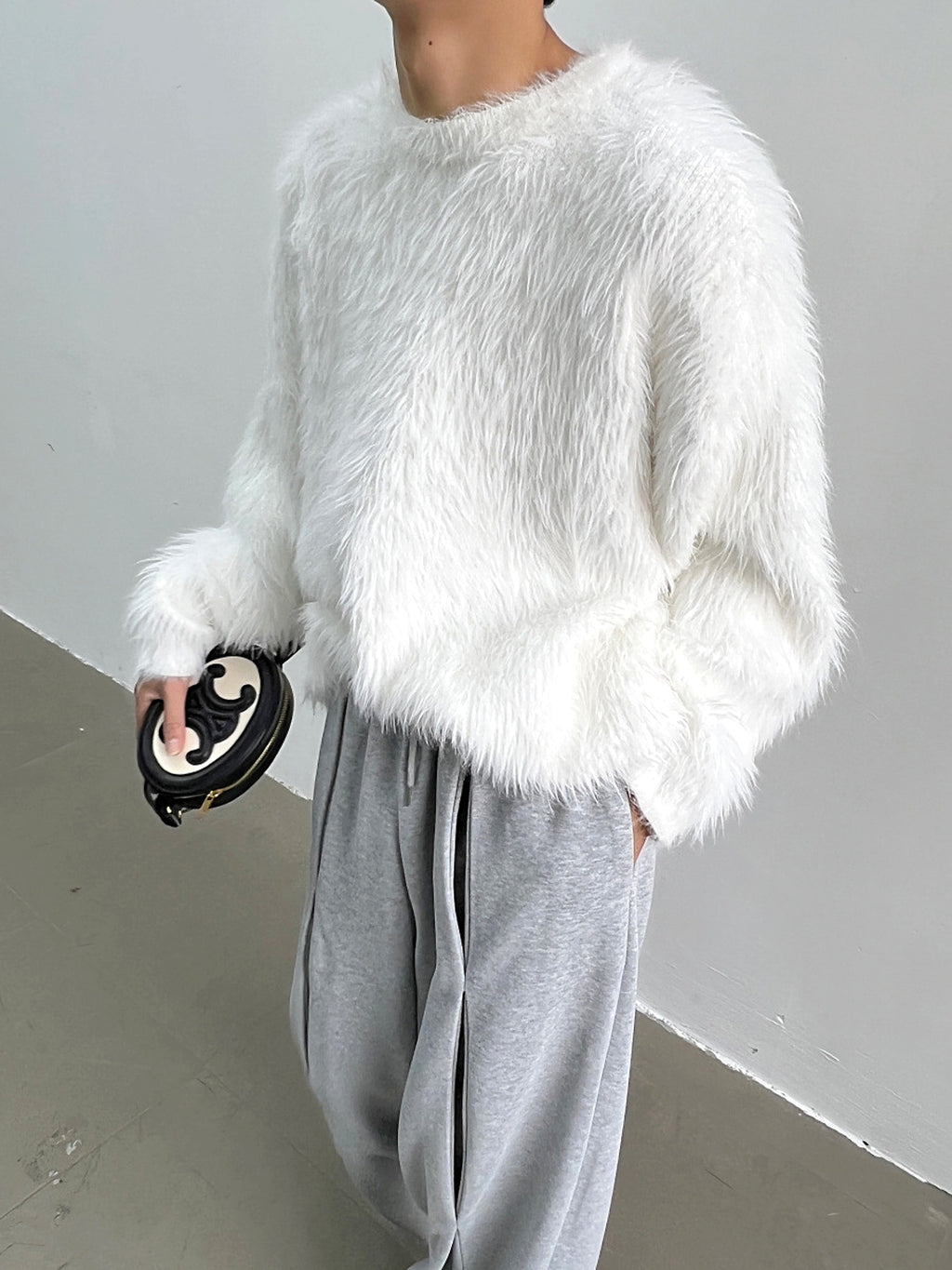 Pure Color All-matching Round Neck Pullover Thickened Mink Sweater Men - enhanced image 4