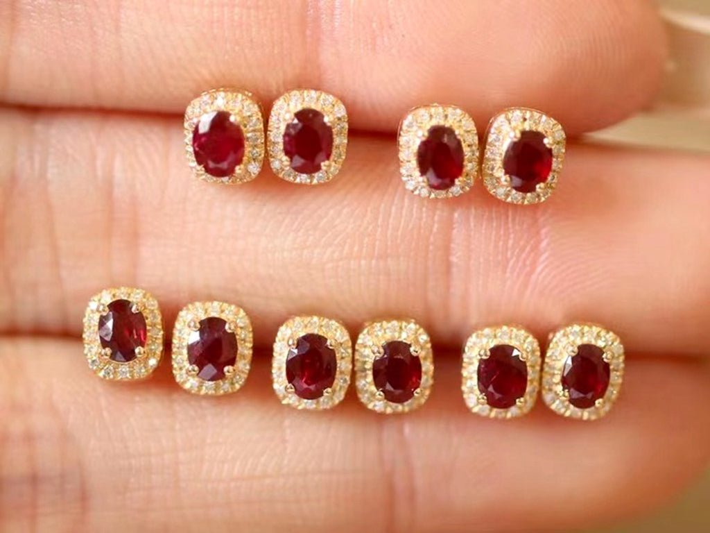 ❤️‍🔥 HF™ – Pigeon Ruby Studs | 18K Royal Edition - enhanced image 4