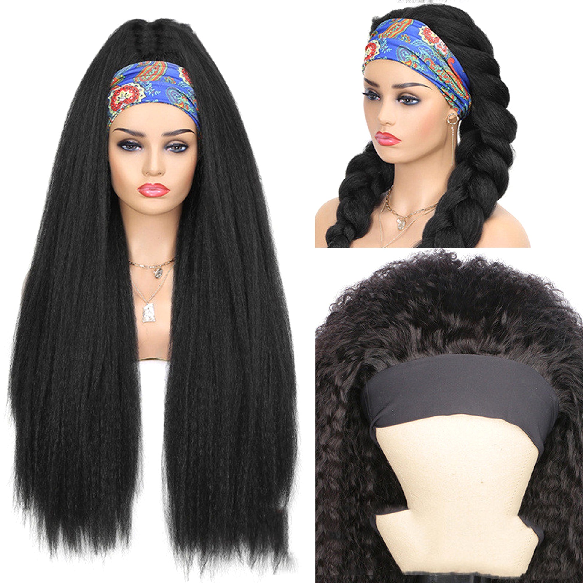 Real Strap Black Real Hair Ice Ribbon Headgear - enhanced image 4