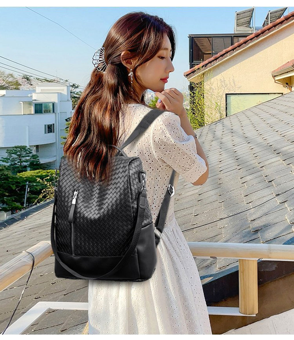 ALLFASHION™ – BohoMetro Woven Leather Backpack - enhanced image 4