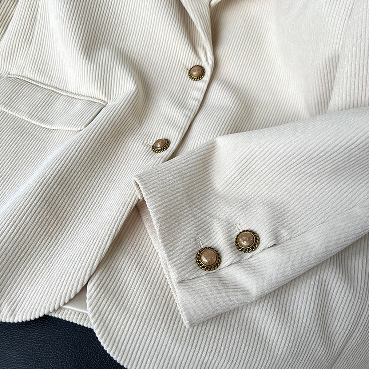 Retro Heavy Industry Metal Buckle Corduroy Suit Jacket - enhanced image 4