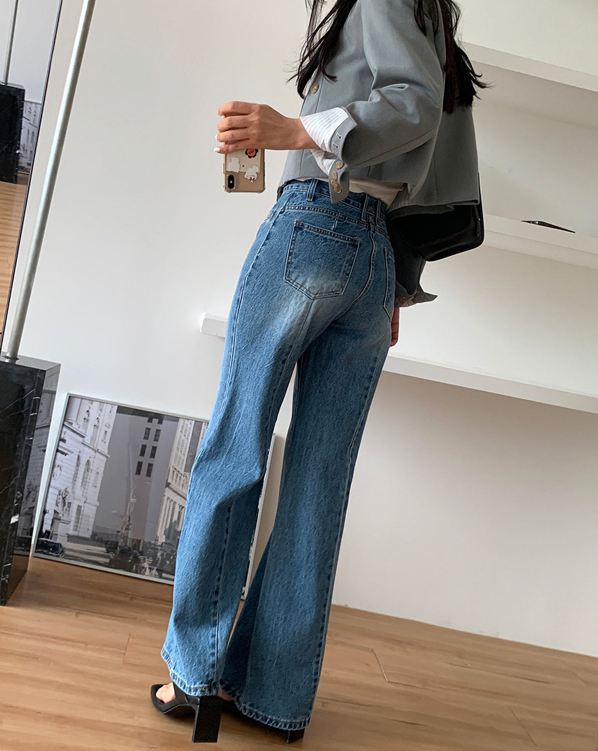 Retro High Waist Slimming Jeans Women - enhanced image 4
