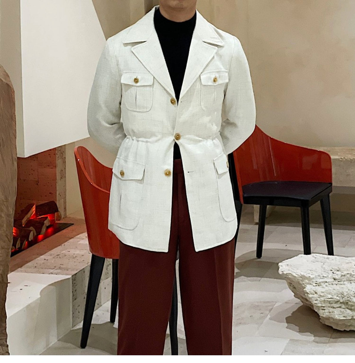 CinchForme™ – Retro Waist-Cinched Casual Suit Jacket - enhanced image 4