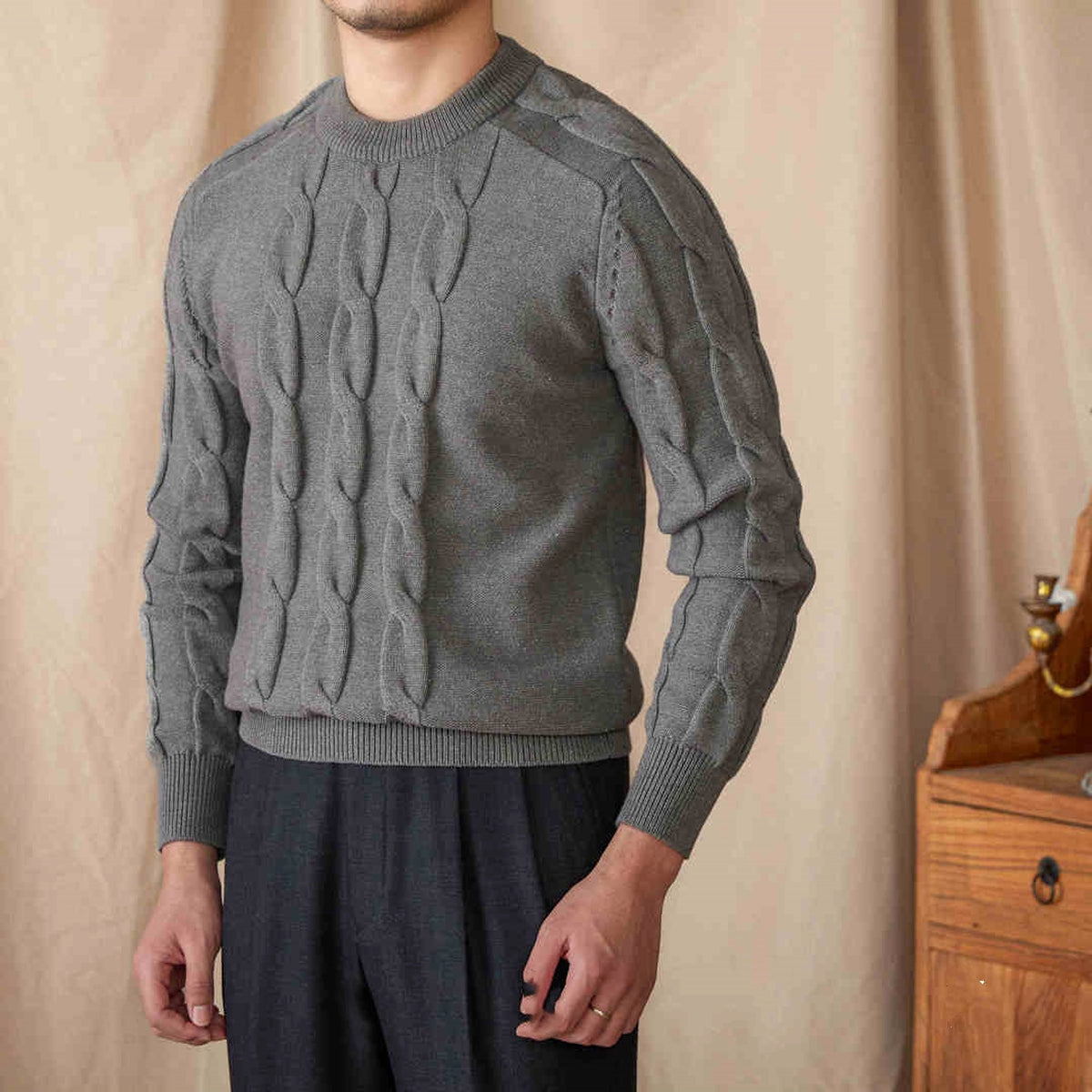 Round-neck Long-sleeved Pullover Jacquard Slim-fit Stretch Sweater - enhanced image 4