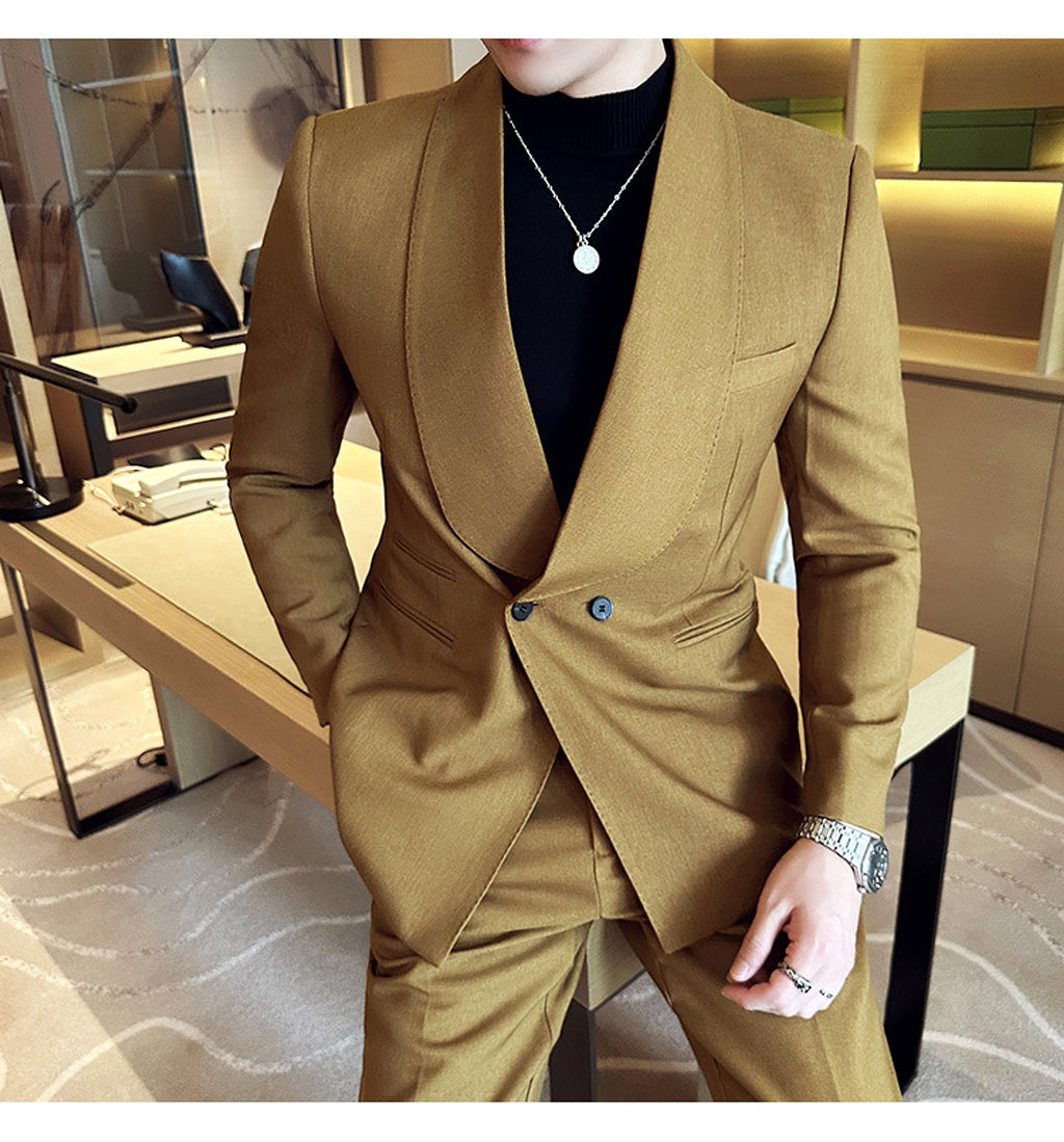 RoyalElite™ Men's Suit – Double-Breasted Business Elegance - enhanced image 4