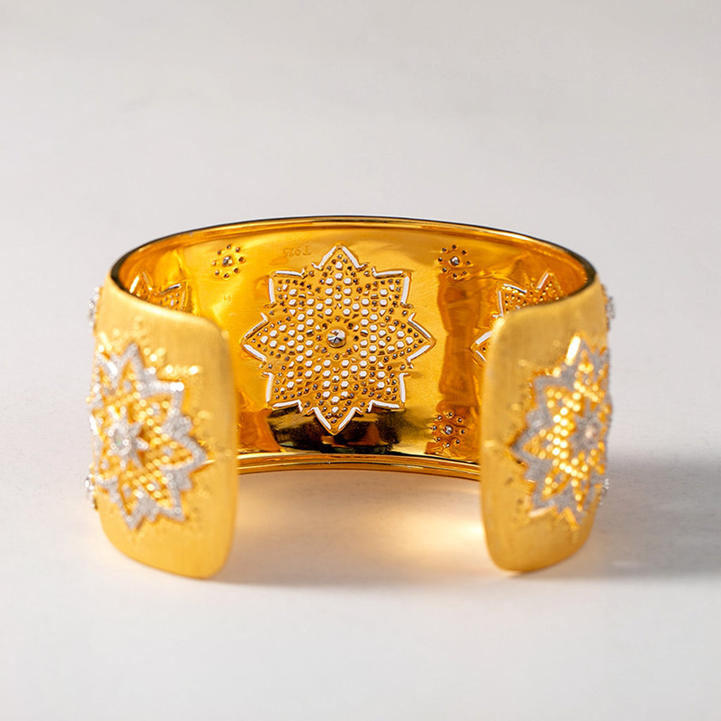 S925 Silver Gold-plated Zirconium Hollow Fine To Retro And Elegant - enhanced image 4