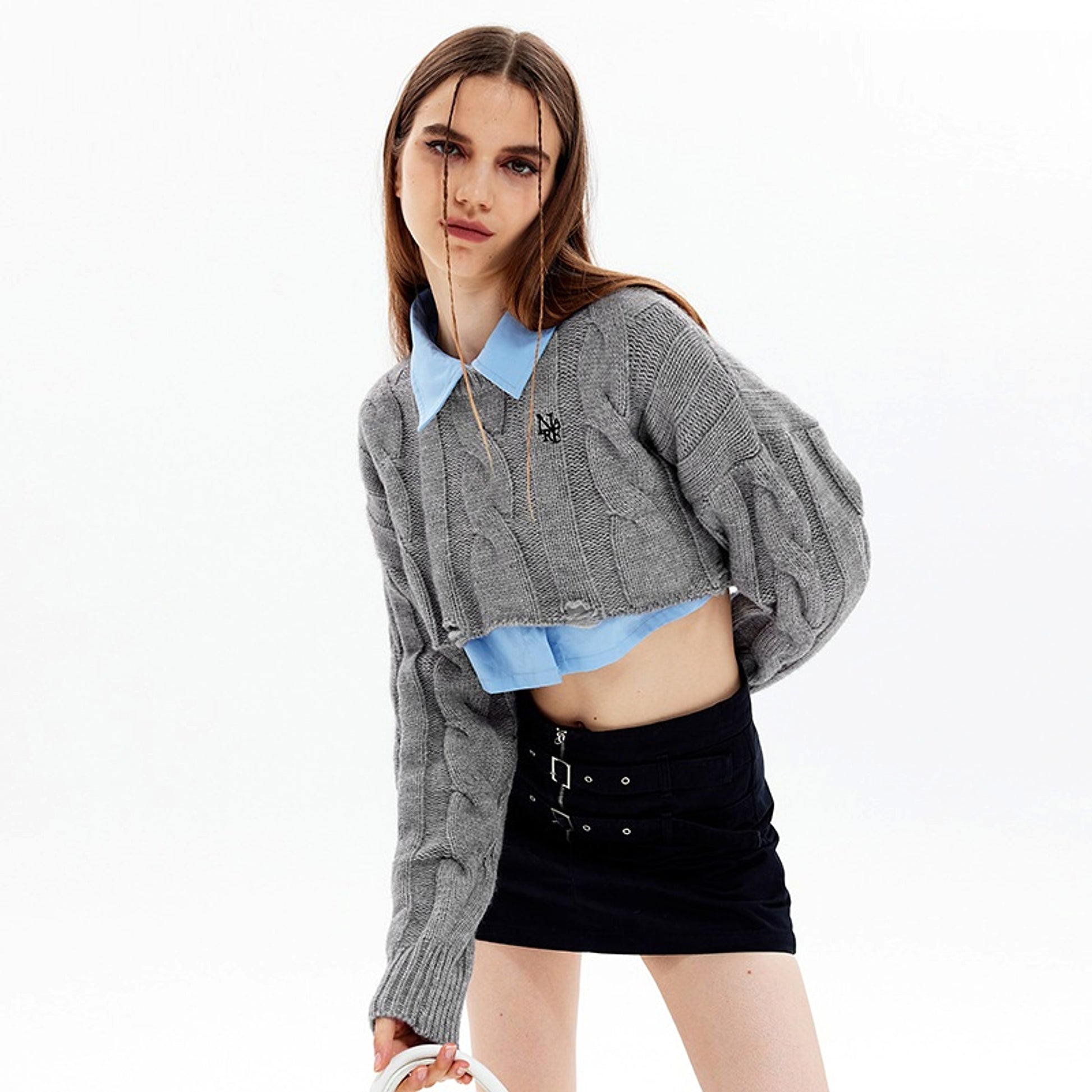 Short Long Sleeve Lazy Wind Pullover Knit Sweater Spice Girl Crew Neck Top Women - enhanced image 4