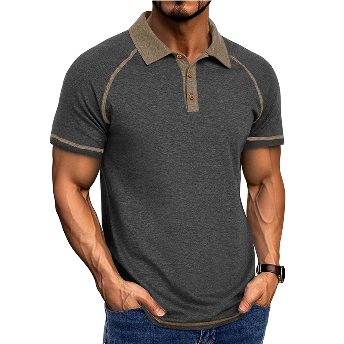 Short-sleeved Lapel T-shirt POLO Bottoming Shirt Men Clothing - enhanced image 4