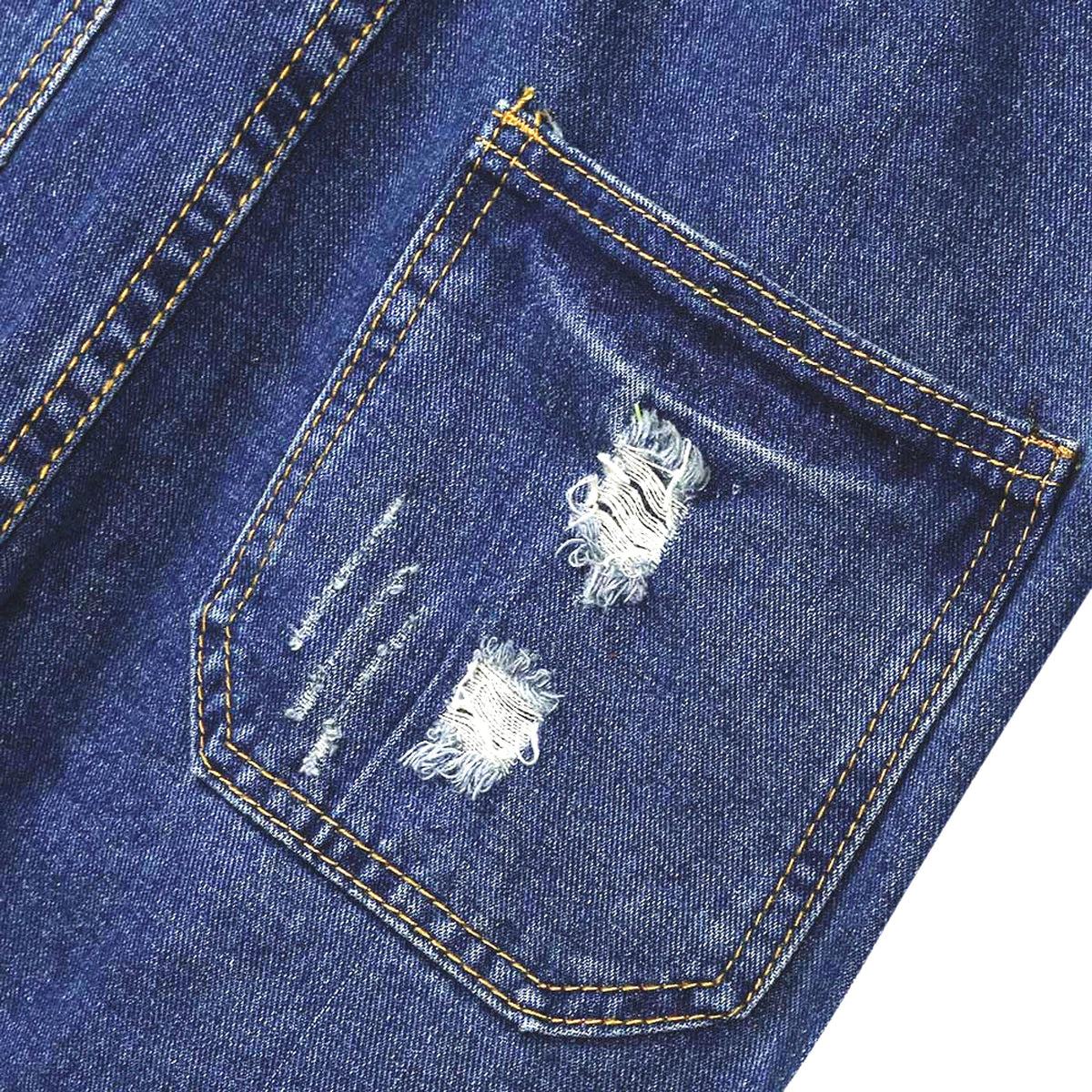 Shredded denim jumpsuit overalls - enhanced image 4