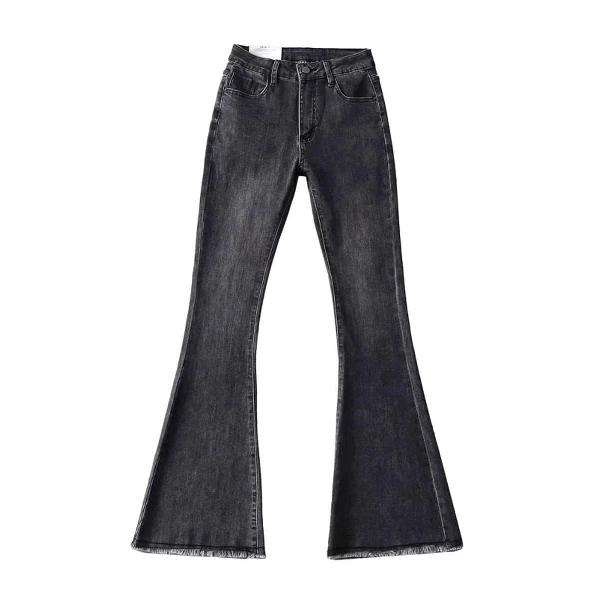 Small High Waist Raw Hem Jeans Retro Women - enhanced image 4