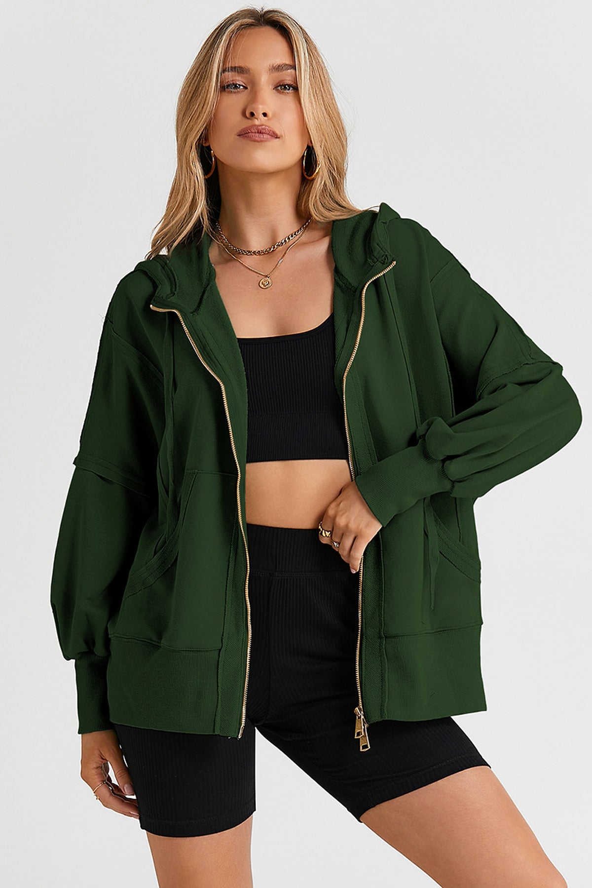 Solid Color Long Sleeve Sweater For Women (Zipper) - enhanced image 4