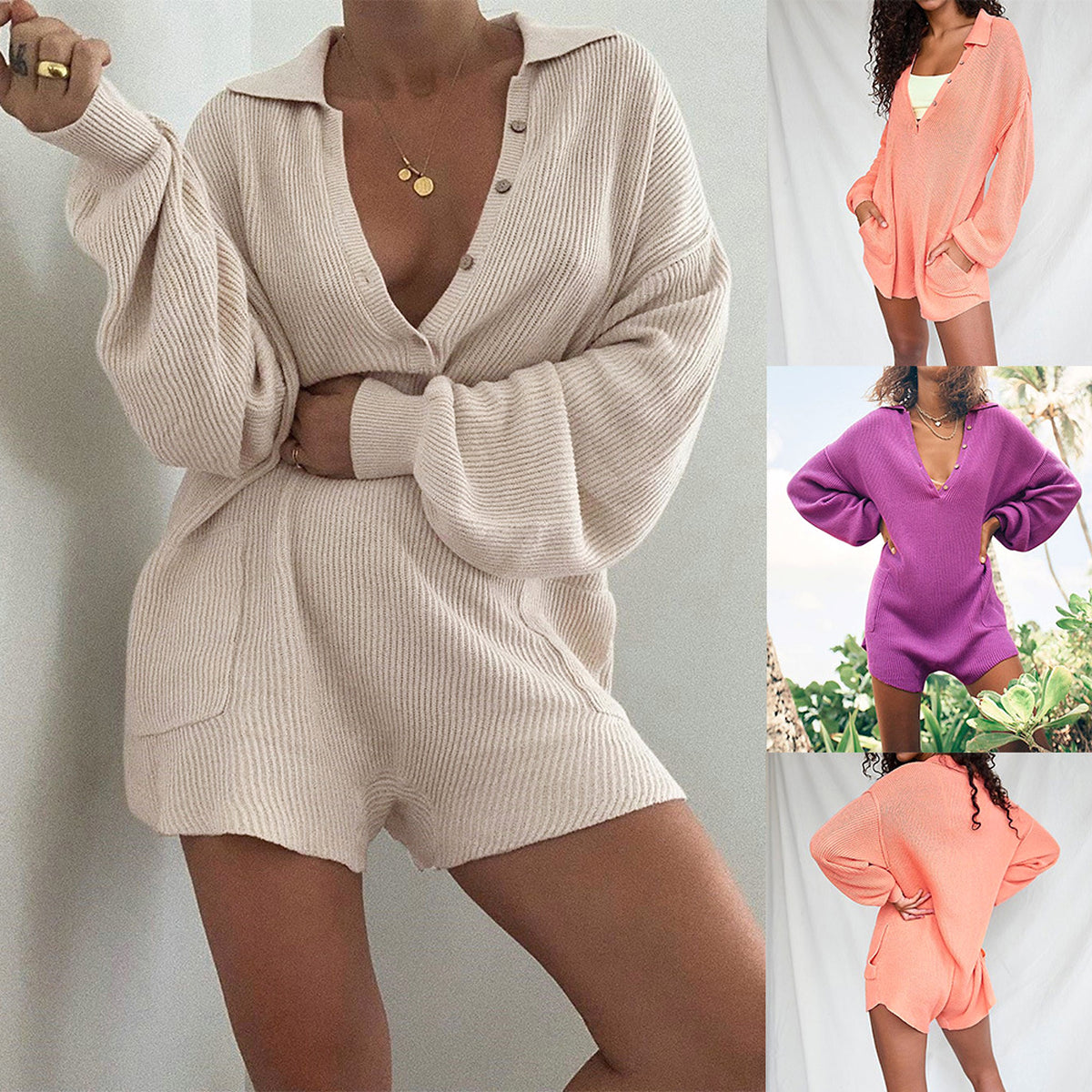 Solid color slot pocket jumpsuit - enhanced image 4