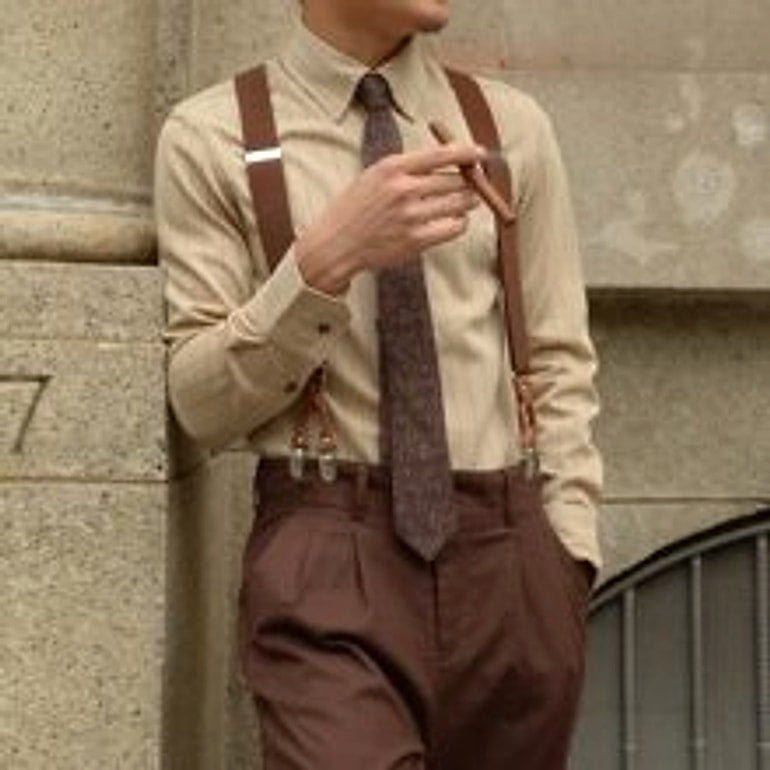 Spring And Autumn Vintage Striped Shirt Men - enhanced image 4