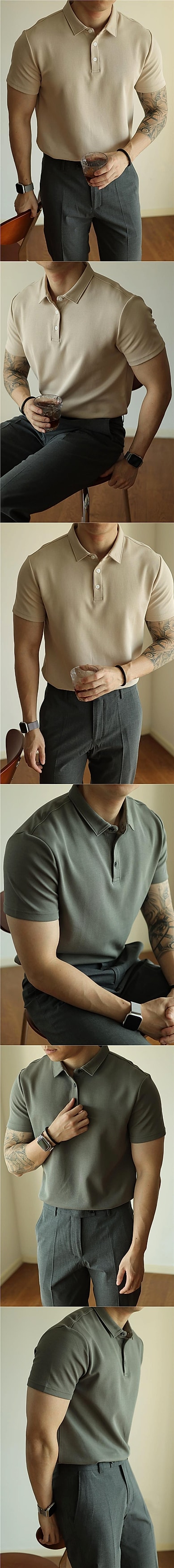 Chic Summer Polo: Modern Lapel Short Sleeve Shirt - enhanced image 4