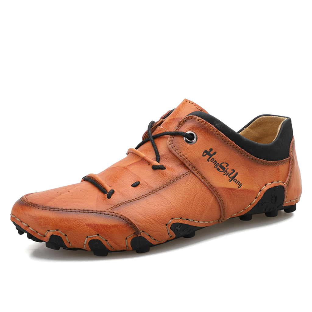 Spring New Men's Large Size Casual Leather Shoes Trend Hand-sewn Bottom - enhanced image 4
