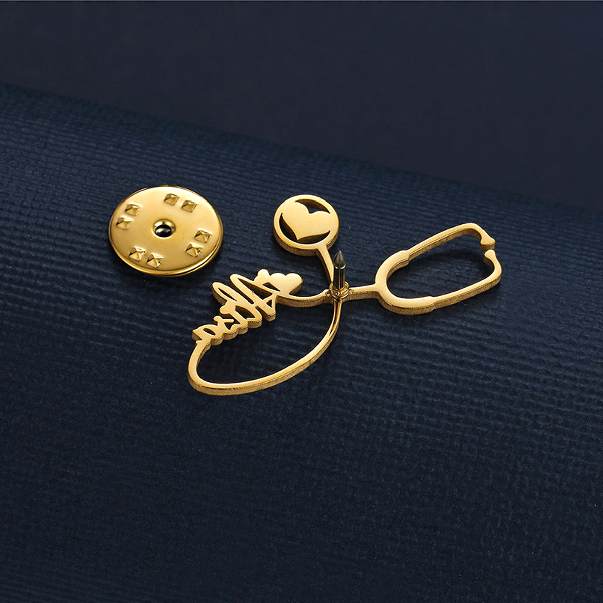 Stainless Steel DIY Name Letter Stethoscope Brooch - enhanced image 4