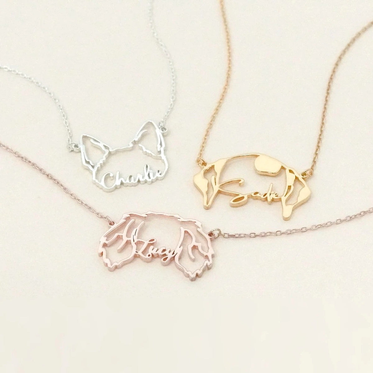 Stainless Steel English Letter Name Necklace DIY Hollowed Out Cat And Dog - enhanced image 4