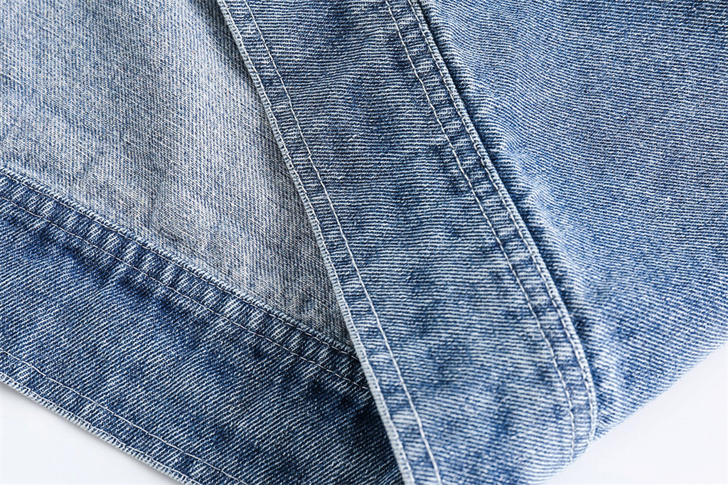 1. Stitching Embroidery Frayed Hem Denim Jacket Women - enhanced image 4