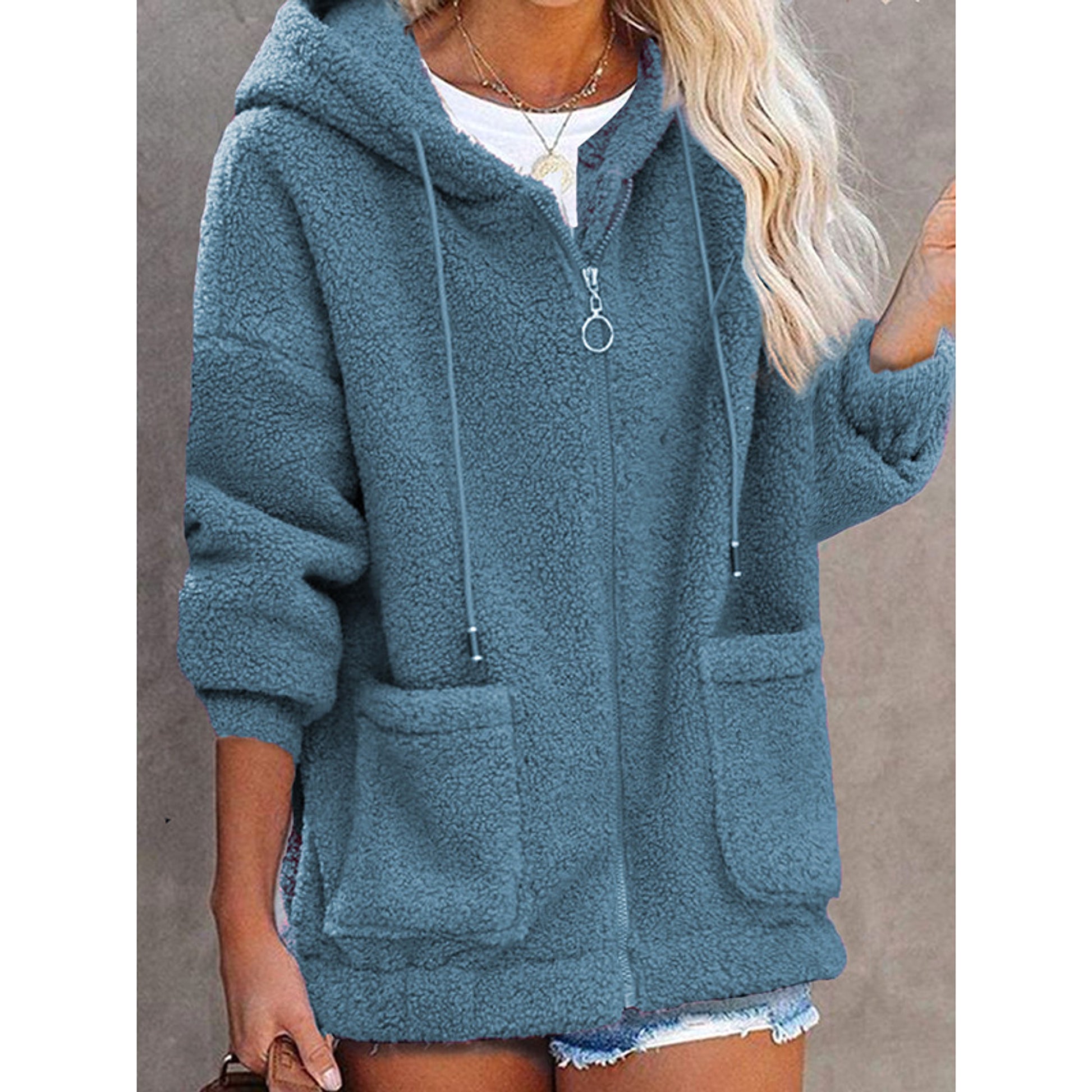 Sweater Buttonless Women Zipper Hoodie - enhanced image 4