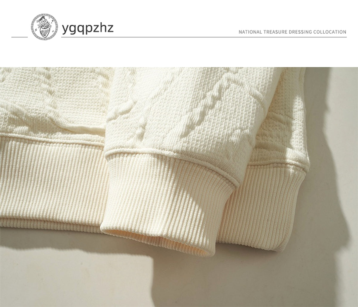 Texture Jacquard Heavy Round Neck Sweater Men's Autumn New - enhanced image 4