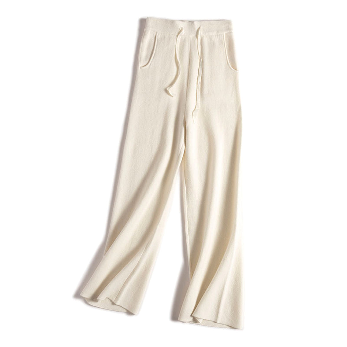 Thick Version Soft Glutinous Wool Drawstring High Waist Straight Wide Leg Pants - enhanced image 4