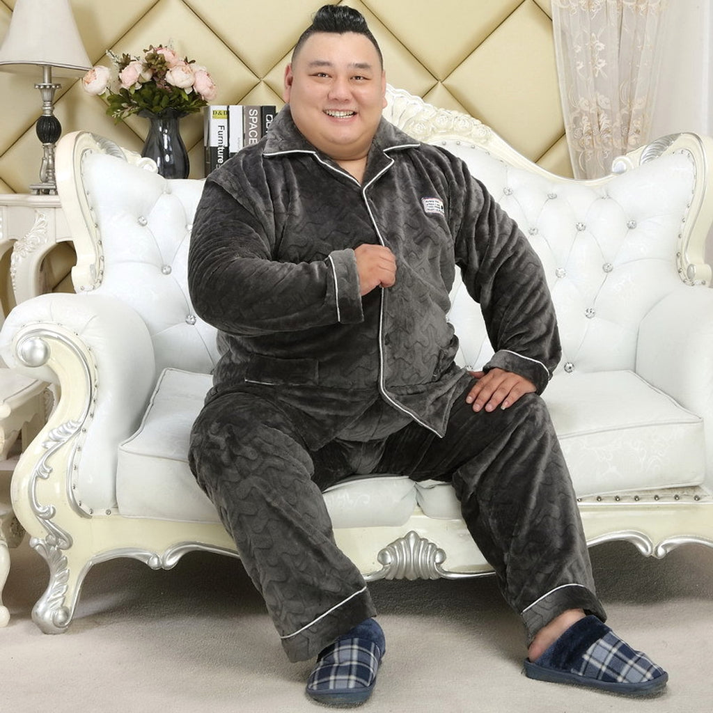 Thickened lapel long sleeve men's pajamas - enhanced image 4