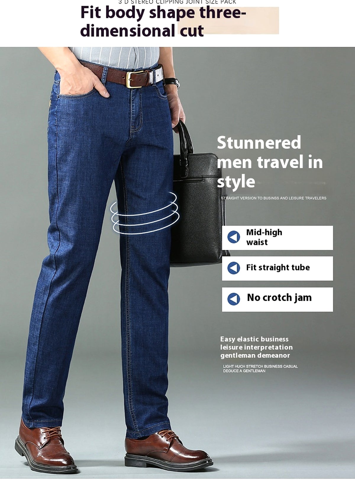 Thin Summer Cotton Elastic Ice Silk Quality Mid-high Waist Jeans - enhanced image 4