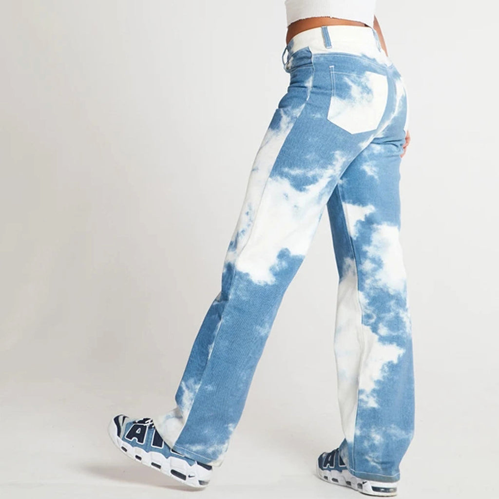 Tie Dye Print Straight Leg Jeans For Women - enhanced image 4