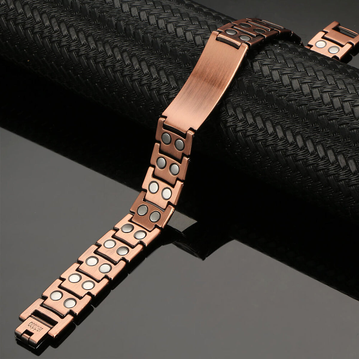 Turtle Back Double Row Magnet Red Copper Bracelet Men's Bracelet - enhanced image 4
