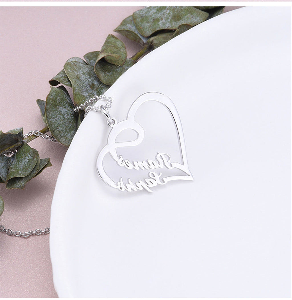 Valentine's Day Gift 925 Silver Personalized Custom Heart-shaped Letter Necklace Female - enhanced image 4