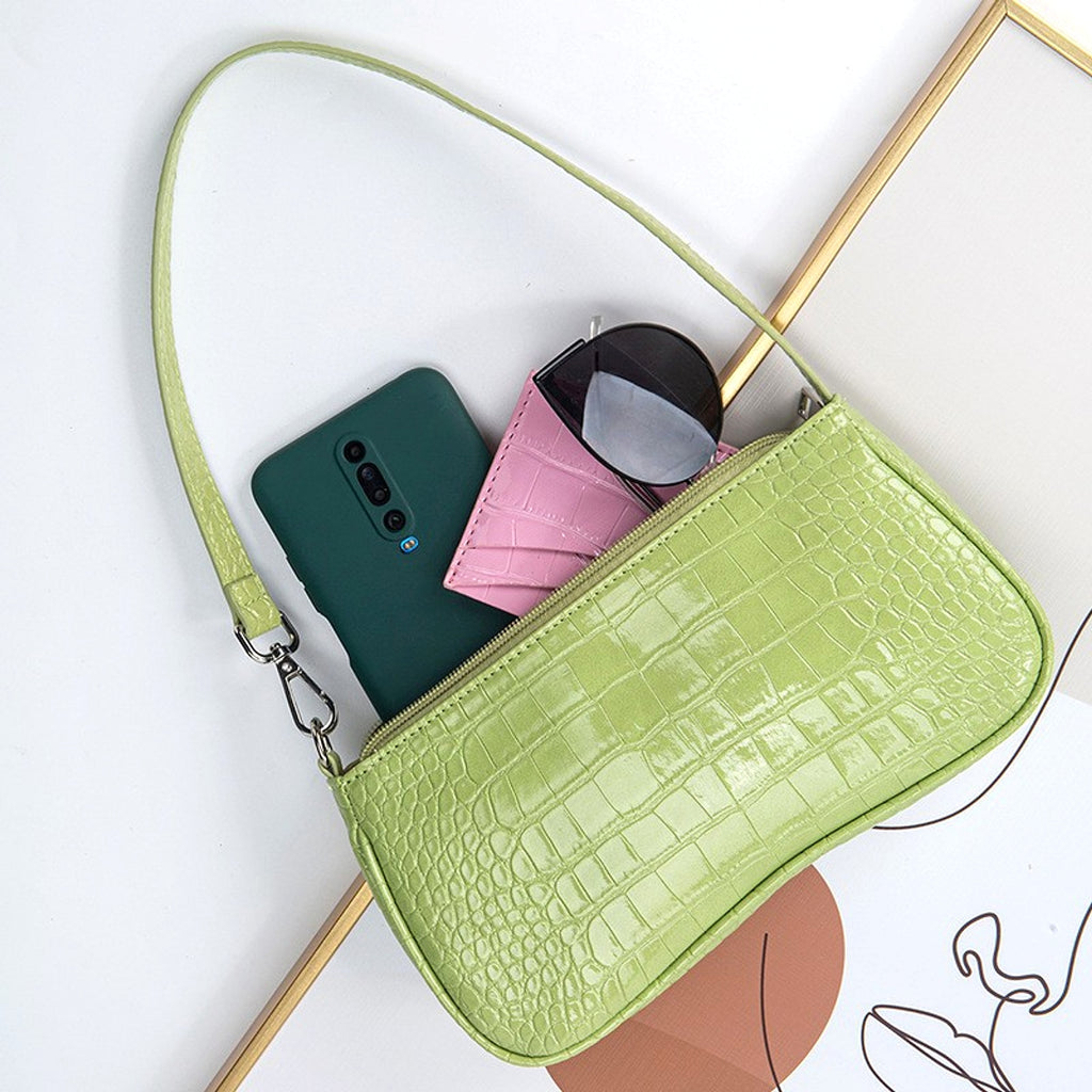 Velveta™ – Croco Gloss Baguette Bag - enhanced image 4