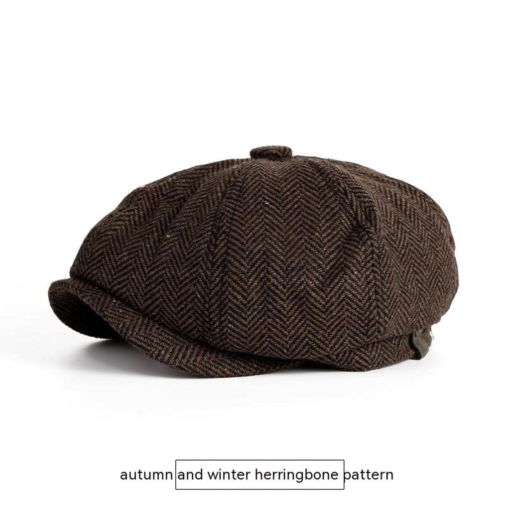 A1. Vintage Spring And Autumn Leisure Wool British Octagonal Hat - enhanced image 4