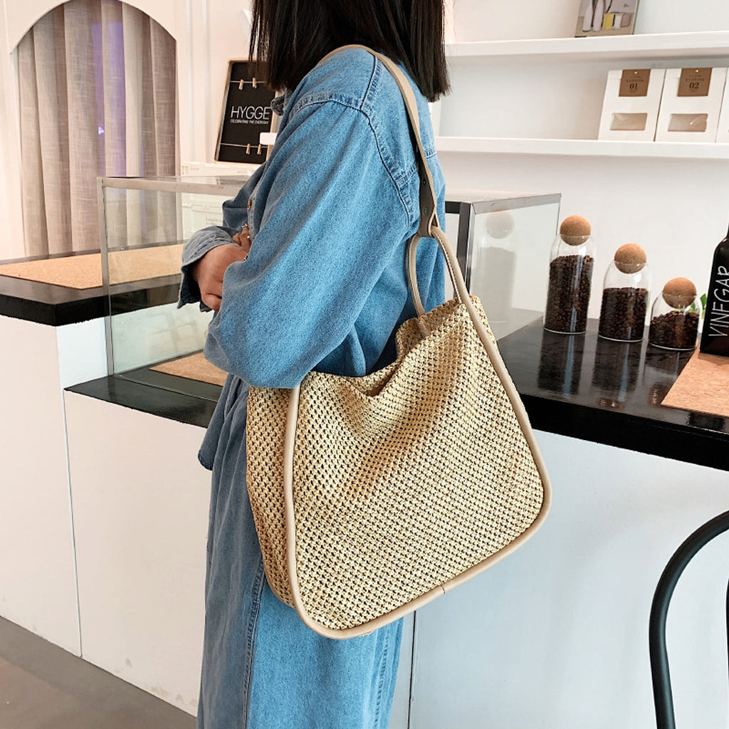 WeaveEase™ – Two-Tone Contrast Woven Shoulder Bag - enhanced image 4