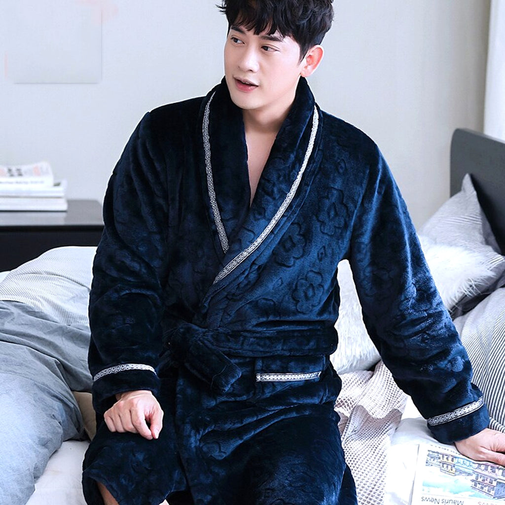 Winter Bathrobe Coral Fleece Couple Pajamas - enhanced image 4