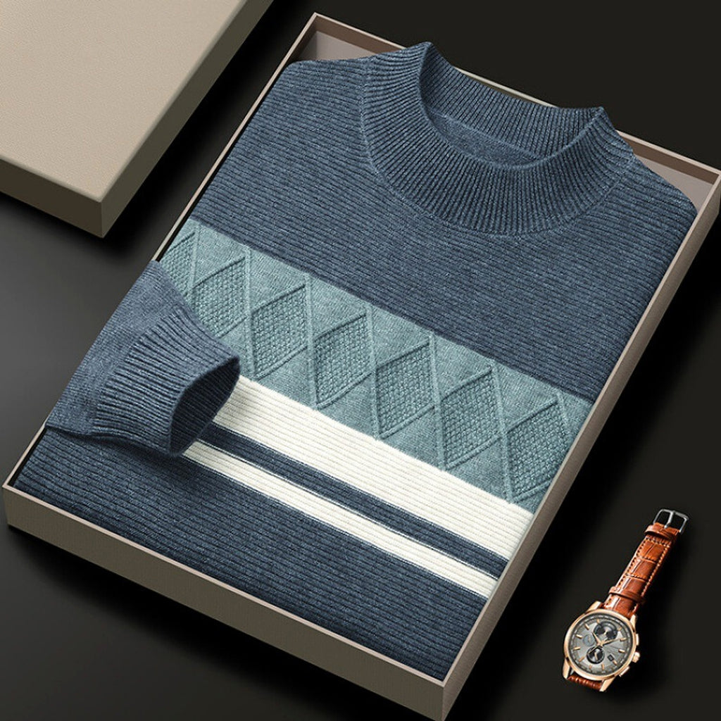 Winter Men's Round Neck Warm Sweater - enhanced image 4
