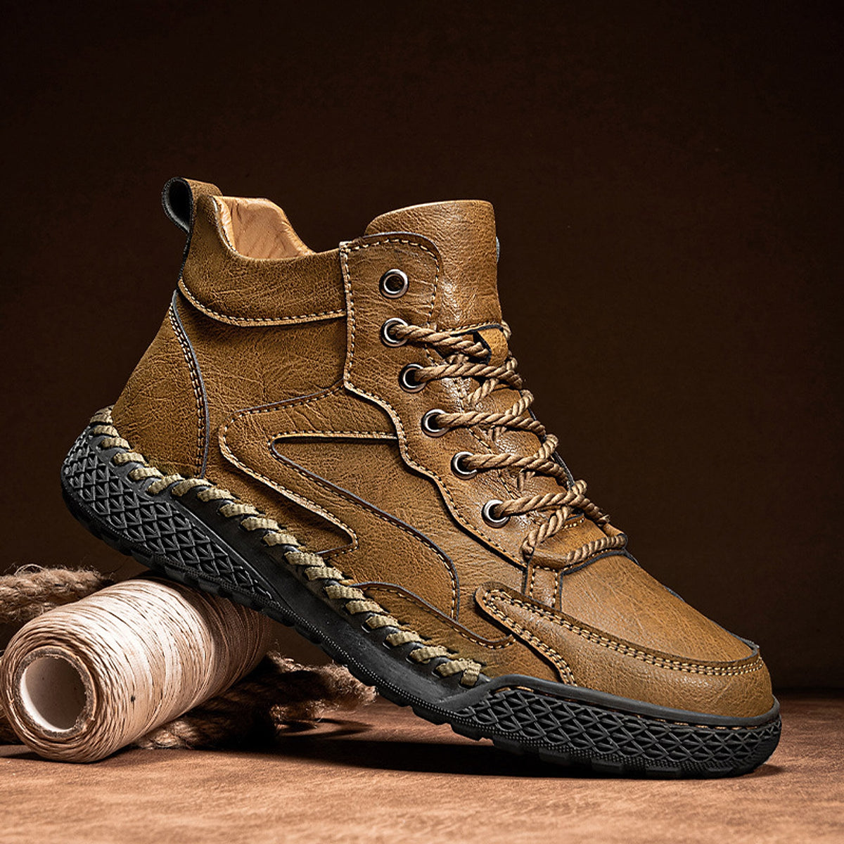 Winter Plush Insulated High Top Leather Shoes Men - enhanced image 4
