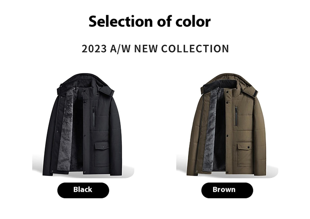 Winter Popular Middle-aged And Elderly Cotton Down Jacket Men Fleece-lined Thickened Hooded Warm Middle-aged And Elderly - enhanced image 4