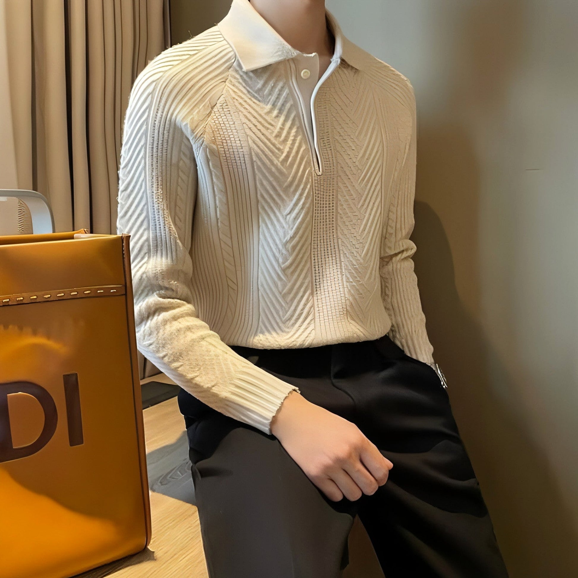 Winter Thermal Base Pullover Men's Sweater Casual Polo Collar Polo Shirt - enhanced image 4