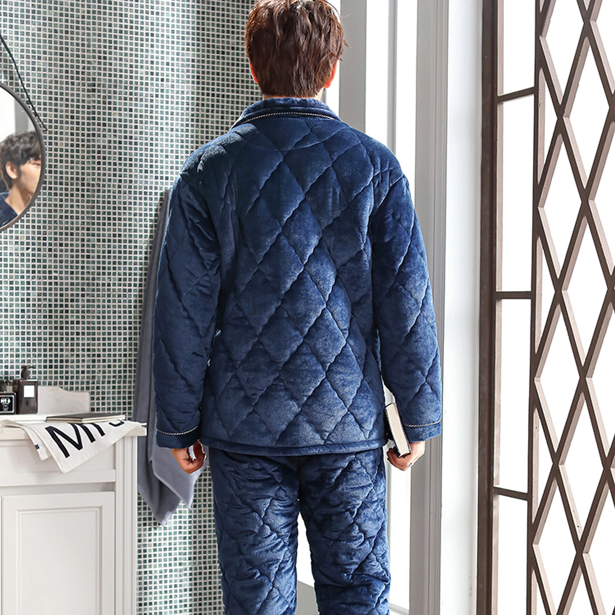 Winter thick men's pajamas - enhanced image 4