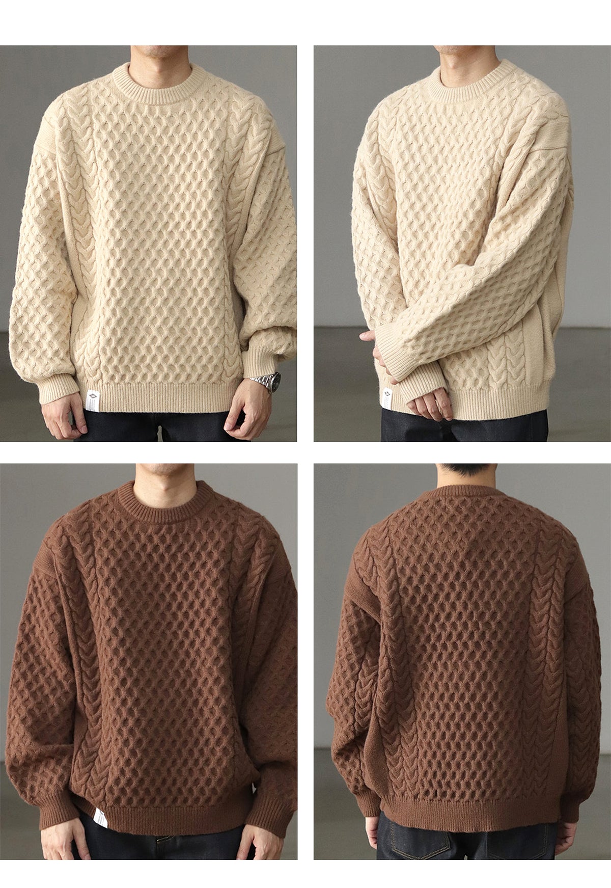 Winter Thickened Knitting Retro Lantern Sleeve Plus Size Loose Casual Sweater - enhanced image 4