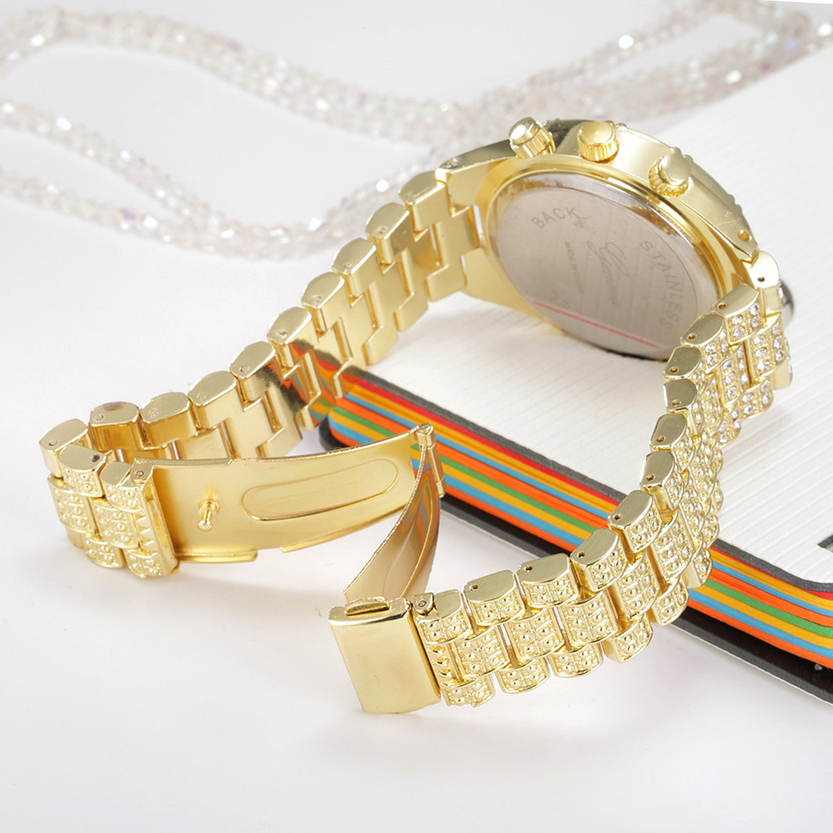 LunaGeneva™ – Rose Gold Crystal Iced-Out Quartz Watch Women - enhanced image 4