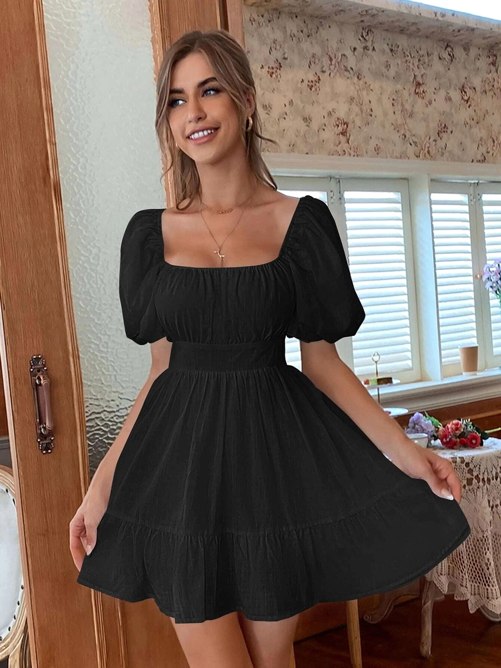 Women's Bow Backless Dress - enhanced image 4