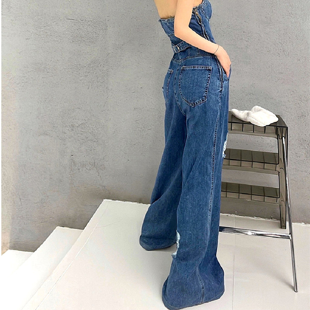 Women's  Bra Denim Jumpsuit - enhanced image 4