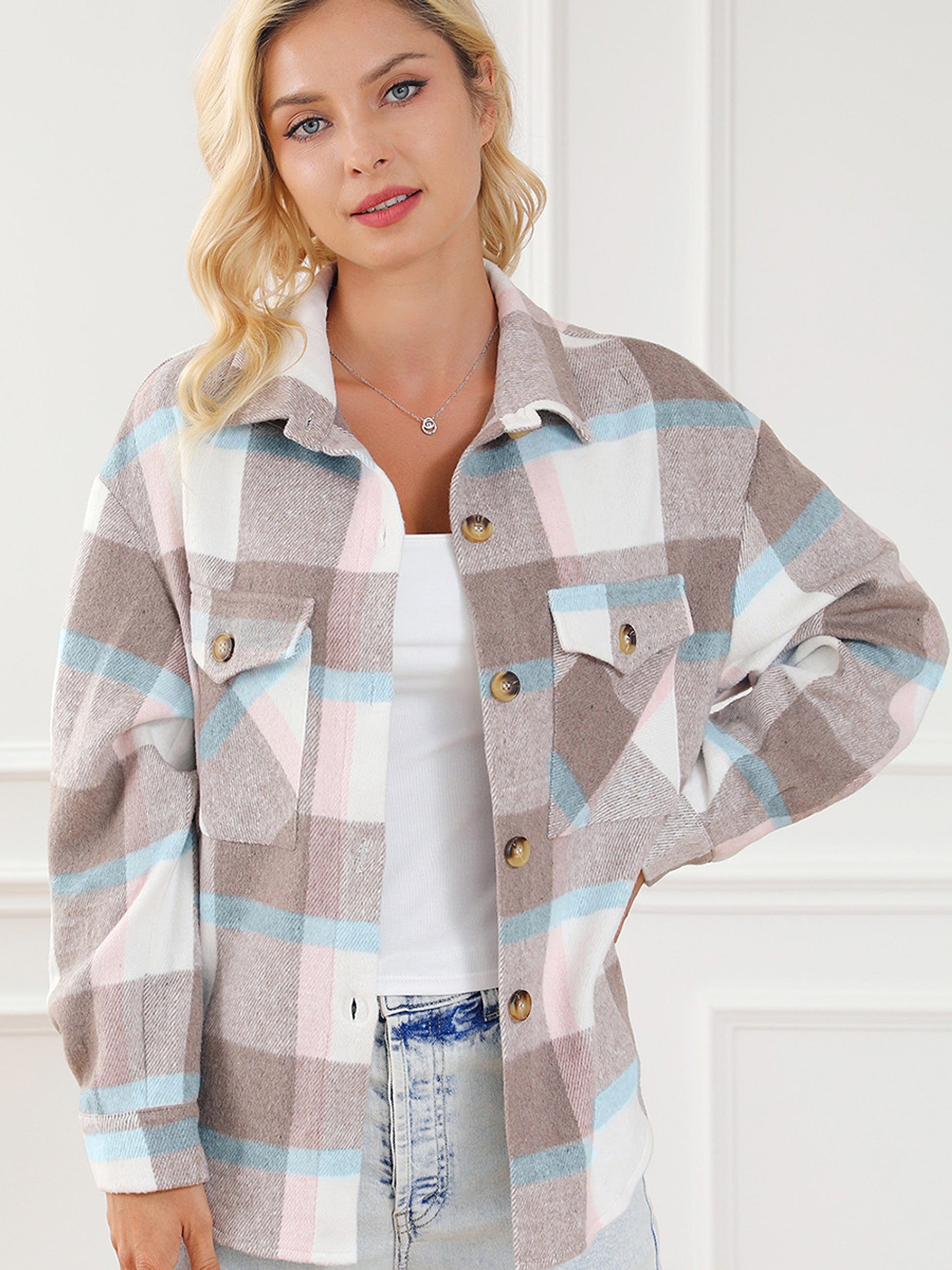 Women's Casual Autumn Multi-color Long-sleeved Coat Turn-down Collar Coat Women - enhanced image 4