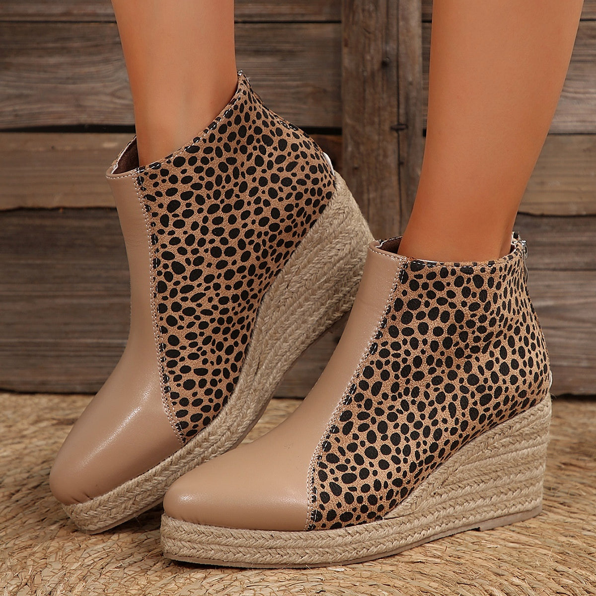 Women's Color-block Wedge Boots - enhanced image 4